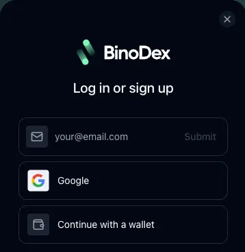 Регистрация в Binodex